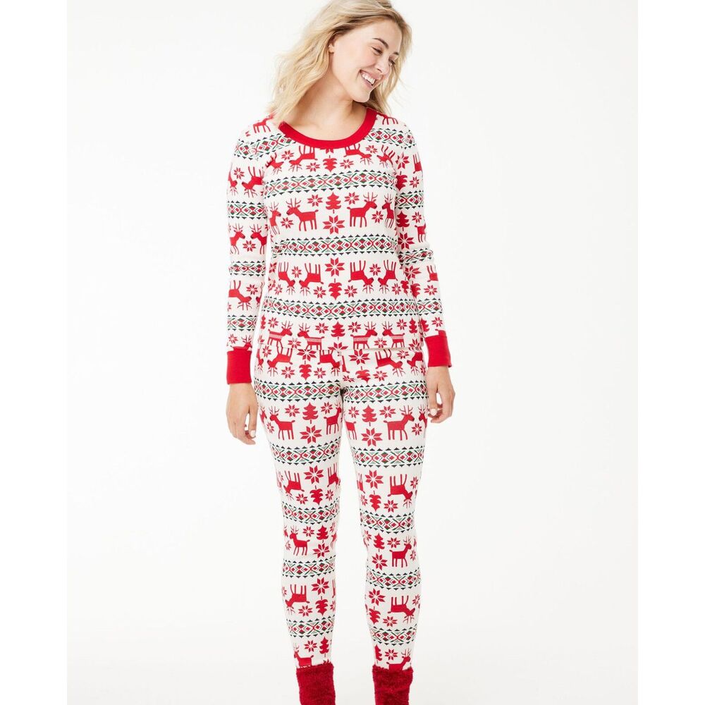 Hanna Andersson Women's Holiday Long John Pajama Set Size XL